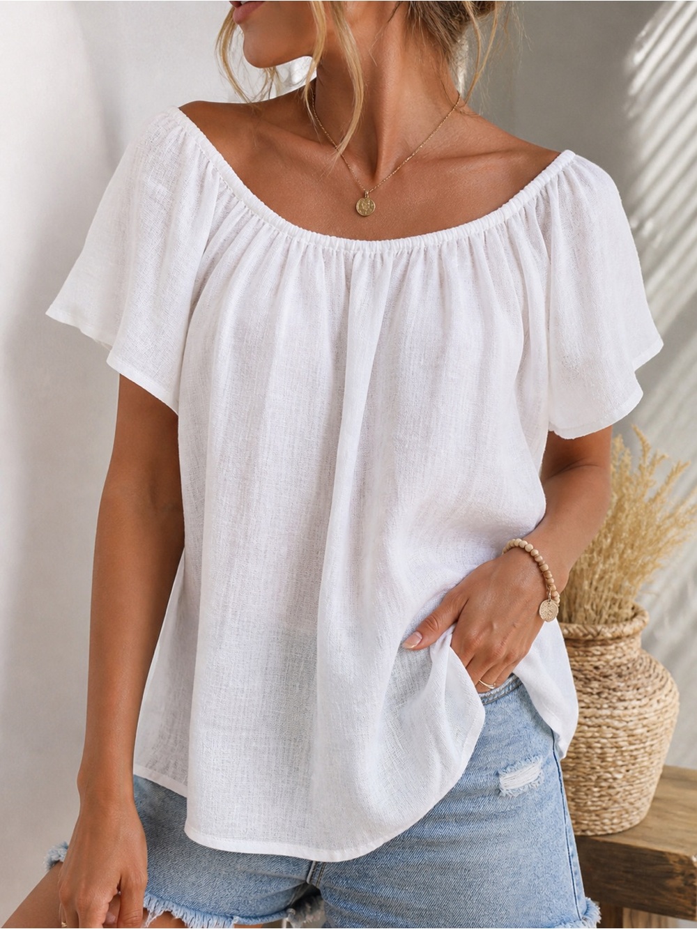Joie 100% Linen White Off Shoulder Peasant Blouse XS NWT Boho Coastal Top